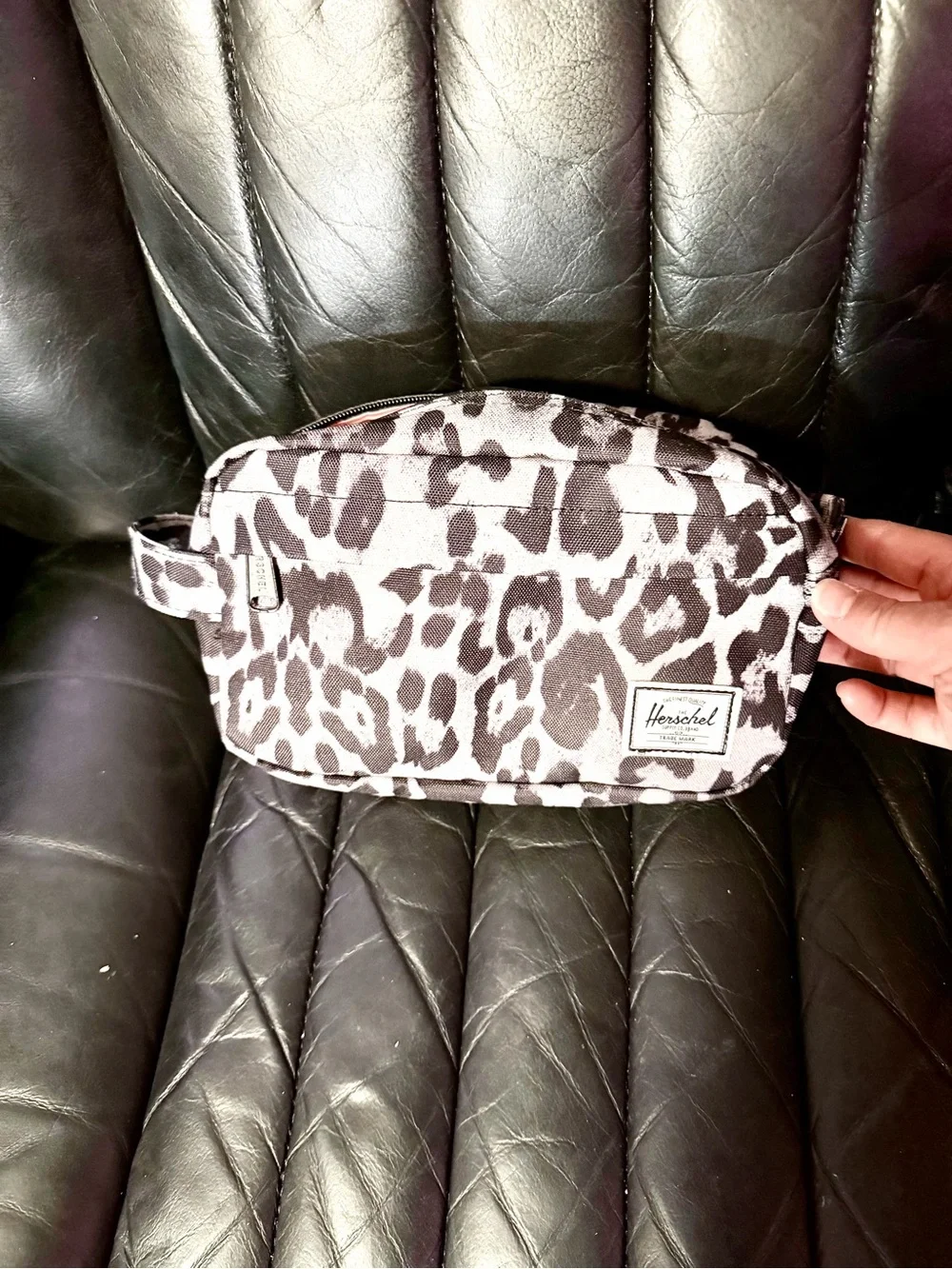 Herschel leopard print toiletry travel bag